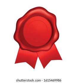 Vector 3d Realistic Vintage Retro Stamp Wax Seal Icon Closeup Isolated on White Background. Design Template of Red Sealing Wax or Stamps, Labels for Certificate, Document, Letter and Envelope