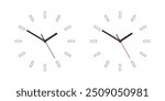 Vector 3d Realistic Wall Office Clock Face Set. White and Black Dial and Clock Hands Closeup Isolated. Design Template. Simple Minimalistic Wall Clocks in Front View