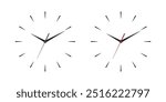 Vector 3d Realistic Wall Office Clock Face Set. White and Black Dial and Clock Hands Closeup Isolated. Design Template. Simple Minimalistic Wall Clocks in Front View