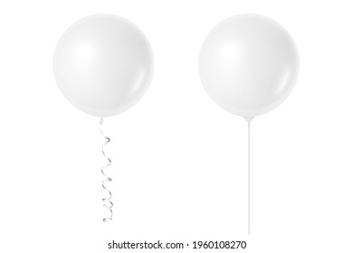 Vector 3d Realistic White Balloon Set Isolated on White Background. Party, Celebration, Festival, Birthday Concept. Design Template for Branding Design, Decoration, Mockup. Front View