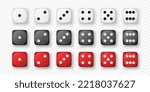 Vector 3d Realistic White, Black, Red Game Dice Icon Set Closeup Isolated. Game Cubes for Gambling, Casino Dices From One to Six Dots, Round Edges