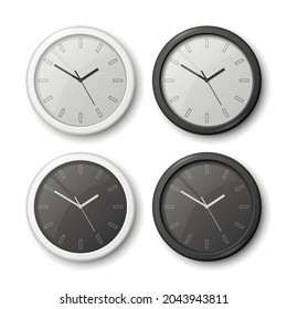 Vektor 3d realistisches Weiß, Schwarze Mauer-Büchersymbol einzeln auf Weiß. White Dial, Black Dial. Design-Vorlage der Wall-Uhr Nahaufnahme. Mock up for Branding and Advertise. Draufsicht