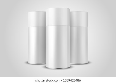 Vector 3d Realistic White Blank Spray Can, Bottle Set Closeup Isolated on White Background. Design Template of Sprayer Can for Mock up, Package, Advertising, Hairspray, Deodorant etc