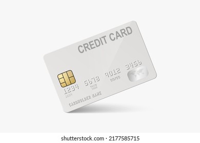 Vector 3d Realistic White Credit Card Isolated. Design Template of Plastic Credit or Debit Card for Mockup, Branding. Credit Card Payment Concept. Front View