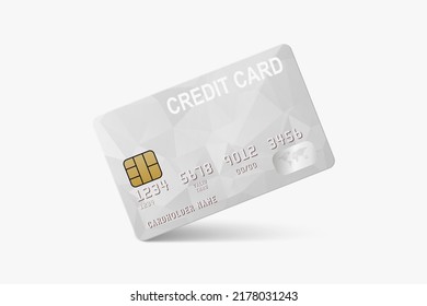 Vector 3d Realistic White Credit Card Isolated. Design Template of Plastic Credit or Debit Card for Mockup, Branding. Credit Card Payment Concept. Front View