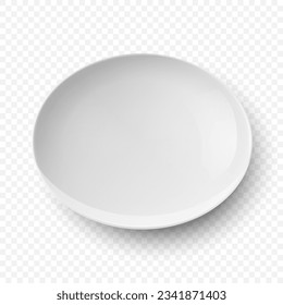 Vektor 3d realistisches weißes leeres Porzellan, Keramikplatten Symbol Nahaufnahme isoliert. Design-Vorlage für das Mock-up. Stock-Vektorgrafik. Vorderansicht