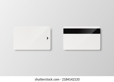 Vector 3d Realistic White Guest Room, Plastic Hotel Apartment Keycard Template - Front and Back Side - Isolated. Design Template of Hotel Room Plastic Key Card for Mockup, Branding. Front View