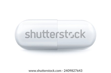 Vector 3d Realistic White Oval Pharmaceutical Medical Pill. Capsule, Tablet Icon. Closeup top view isolated pill. Medicine, health concept