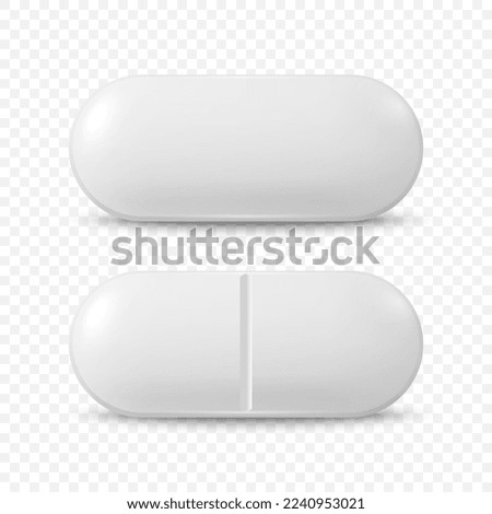 Vector 3d Realistic White Pharmaceutical Medical Pill, Capsule, Tablet Icon Set Isolated. Front View. Medical Concept