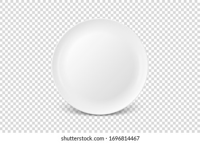 Icono de la placa de cocina de porcelana blanca vectorial 3d aislado en fondo transparente. Vista frontal. Plantilla de diseño, maqueta para gráficos, identidad de marca, impresión, etc.