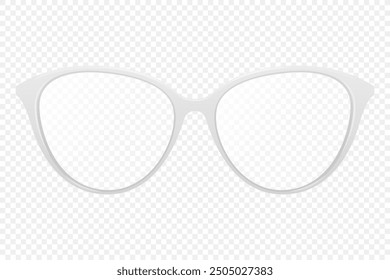 Vector 3d Realistic White Round Frame Glasses Isolated. Sunglasses, Lens, Vintage Eyeglasses in Front View. Design Template for Optics and Eyewear Branding Concept