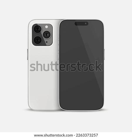 Vector 3d Realistic White Smartphone Case. Telephone Design Template for Mockup. Phone Device, Front and Back Side, Front View