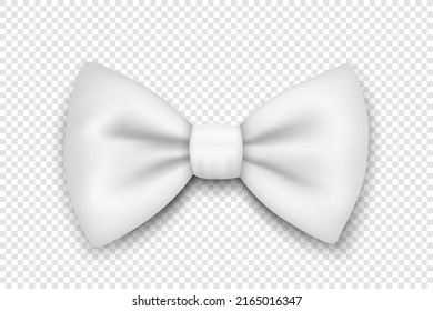 Vector 3d Realistic White Textured Bow Tie Icon Closeup Isolated. Silk Glossy Bowtie, Tie Gentleman. Mockup, Design Template. Bow tie for Man. Mens Fashion, Fathers Day Holiday