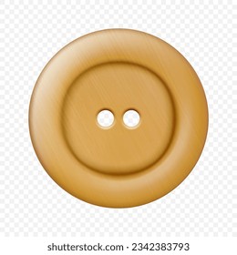 Vector 3d Realistic Wooden Button for Clothes Icon Set Closeup Isolated. Fashion, Art, Needlework, Sewing, Scrapbooking Decor. Round Clothes Button Design Template, Front View