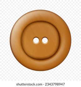 Vector 3d Realistic Wooden Button for Clothes Icon Set Closeup Isolated. Fashion, Art, Needlework, Sewing, Scrapbooking Decor. Round Clothes Button Design Template, Front View