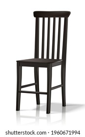 Vector 3d realistic wooden chair. Isolated on white background.