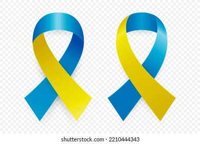 Vector 3d Realistic Yellow And Blue Ribbon Icon Closeup Isolated On White Background. Support For Ukraine Symbo Clipart. Design Template For Anti War Call, Peace, Struggle, Protest