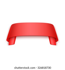 Vector 3d Red Curved Paper Banner Isolated on White Background. Easy Paste to Any Background