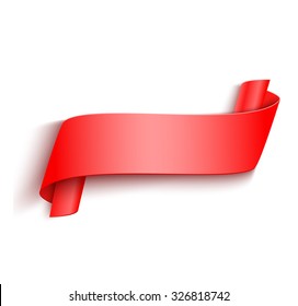 Vector 3d Red Curved Paper Banner Isolated on White Background. Easy Paste to Any Background