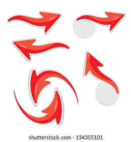 vector 3d red glossy glass arrows. red glossy arrows icon set. collection of arrows for design.