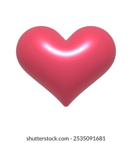 Vector 3d corazón rojo Emoji icono para el amor y el diseño de San Valentín aislado sobre fondo blanco. 