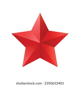 Vector 3d red metal star isolated on white background