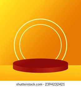 vector 3d red podium scene display with yellow background
