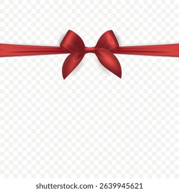 Vector 3d Red Ribbon Bow Isolated. Realistic Satin Bow and Ribbon. Red Ribbon Bow for Gift, Present, Decoration, Holiday, Celebration, Packaging, Greeting Card, Invitation, Party, Design, Poster