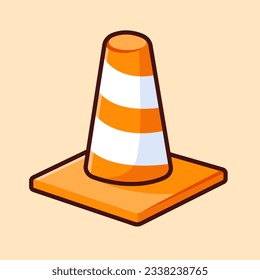 Vector 3d red traffic cone sign illustration icon