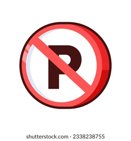 Vector 3d red traffic no parking sign illustration icon