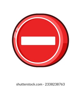 Vector 3d red traffic no entry sign illustration icon
