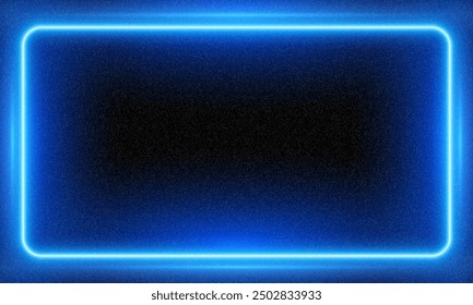 Vector 3d render, square glowing in the dark, pink blue neon light, illuminate frame design. Abstract cosmic vibrant color backdrop. Glowing neon light. Neon frame with rounded corners. Grainy style