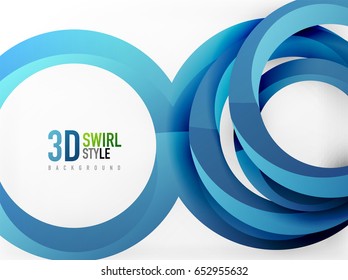 Vector 3d rings and swirls design background