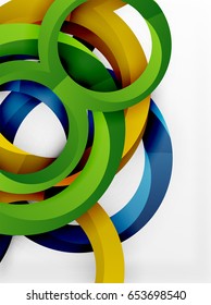 Vector 3d rings and swirls design background