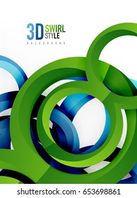 Vector 3d rings and swirls design background
