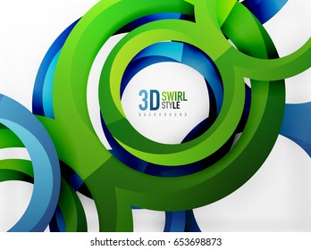 Vektor-3D-Ringe und wirbelnder Hintergrund