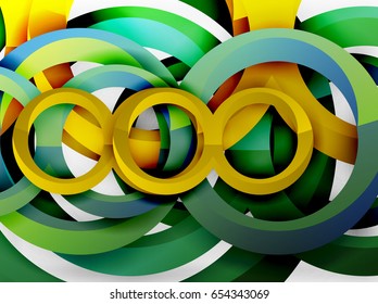 Vector 3d rings and swirls design background