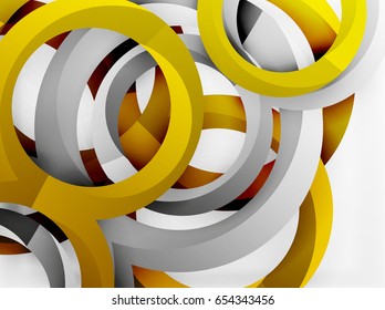 Vector 3d rings and swirls design background
