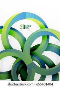 Vector 3d rings and swirls design background