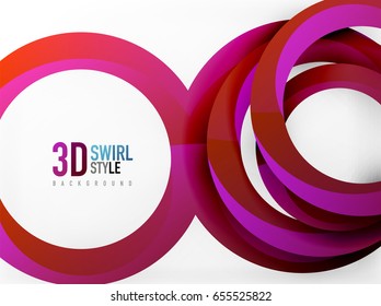 Vector 3d rings and swirls design background