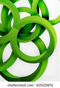 Vector 3d rings and swirls design background