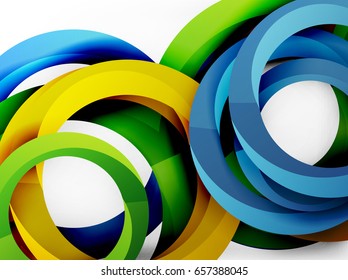 Vector 3d rings and swirls design background