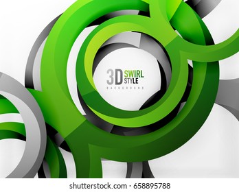 Vector 3d rings and swirls design background