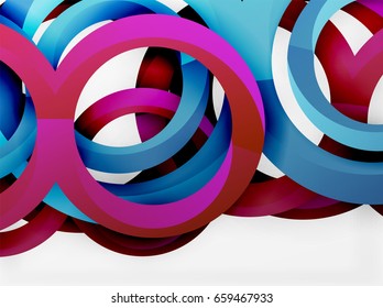 Vector 3d rings and swirls design background