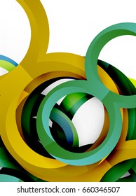 Vector 3d rings and swirls design background