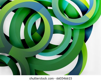 Vector 3d rings and swirls design background