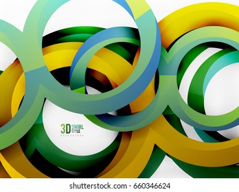 Vector 3d rings and swirls design background