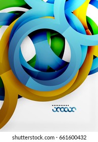 Vector 3d rings and swirls design background
