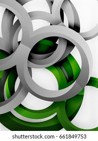 Vector 3d rings and swirls design background