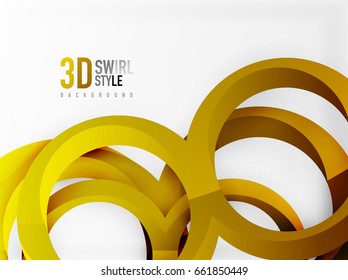 Vector 3d rings and swirls design background